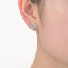 Luxurious and Elegant Platinum Plated Halo Stud Earrings with Sparkling Cubic Zirconia for a Timeless and Radiant Look - 2 of 4