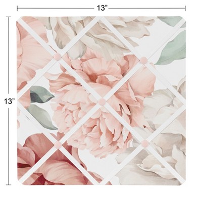 Floral Pink and Ivory Fabric Photo Memo Board