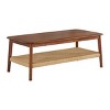 Alaterre Calais Acacia Wood Coffee Table, 48 in. Living Room Table with Woven Shelf, Warm Chestnut - 2 of 4
