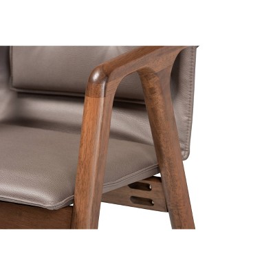 High Back Gray Wood and Cane Arm Chair