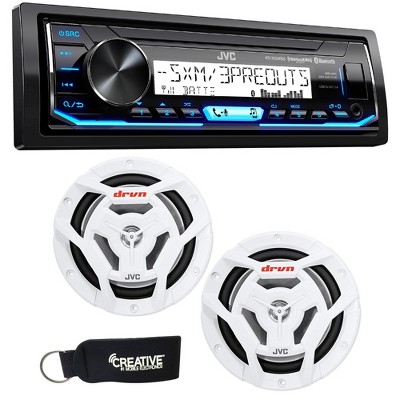 JVC KD-X35MBS Marine Radio with 6.5 Inch JVC CS-DR6201MW White Marine Speakers