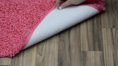Jazz Pink Shaggy Nylon Washable Bath Rug Set