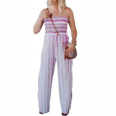 Women's Stripes Strapless Jumpsuit - GILLI