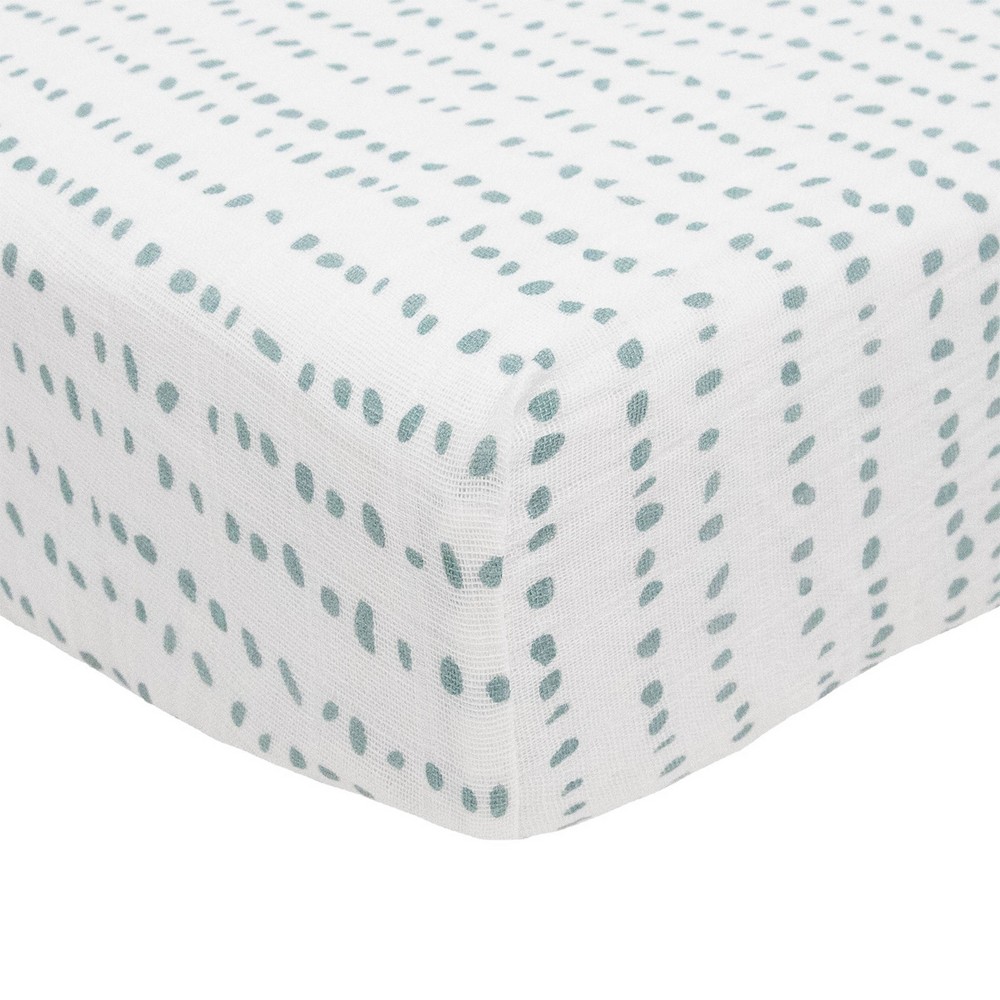 Photos - Bed Linen Little Unicorn Cotton Muslin Crib Sheet - Stone Stripe