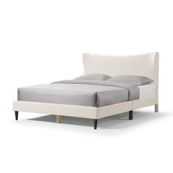 HOMES: Inside + Out Queen Heartwild Modern Boucle Upholstered Wingback Platform Bed White