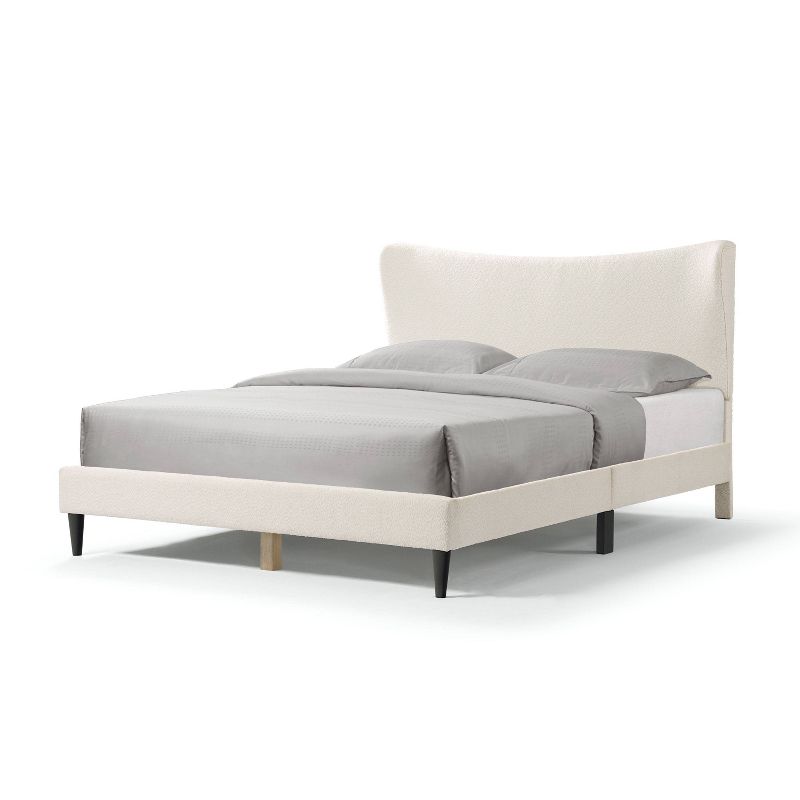 HOMES: Inside + Out Queen Heartwild Modern Boucle Upholstered Wingback Platform Bed White, 1 of 21