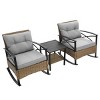 3Pcs Patio Set Table And Chairs, Modern Rocking Chair For Outdoor, Upholstered Accent Chair With Rocking, Rocking Chair Recliner-Cuddlewood - 2 of 4