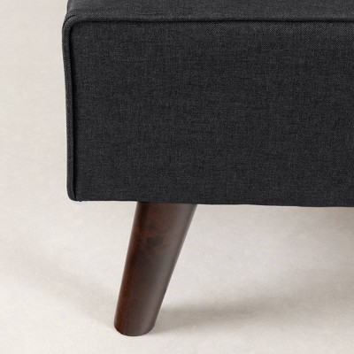 Queen Matte Charcoal Upholstered Bed with Headboard and Slats