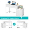 PAGED 51" Reversible Computer Desk Rustic Home Office Desk with Reversible 3-Drawer File Cabinet and 2 Integrated Drawers for Living Room - 2 of 4