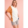 I AM A FASHION JUNKY Light Blue Color Block Textured Loose Fit T Shirt - 3 of 4