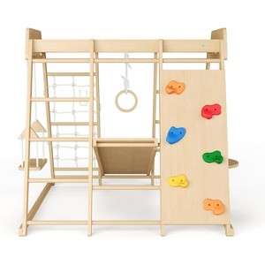 COZONY 8-in-1 Wooden Climber Playset for Kids, Indoor Outdoor Jungle Gym with Slide and Swing for Toddlers and Children - 1 of 4