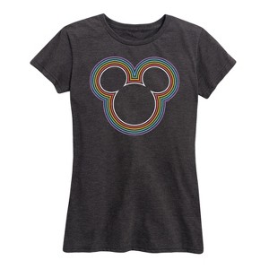 Women's - Disney - Rainbow Outline Mickey Silhouette Short Sleeve Graphic T-Shirt - 1 of 4