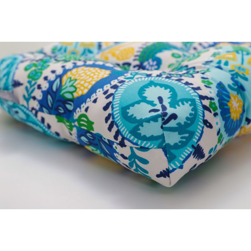 Outdoor/Indoor Wicker Loveseat Cushion Amalia Paisley Blue - Pillow Perfect, 3 of 6