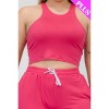 Slickblue Plus Size, Crop Tank Top & Ruched Pants Set, Stretch Fabric, Loungewear, Color Options, Size 1XL-3XL - 3 of 4