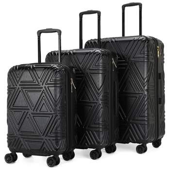 Badgley Mischka Contour Expandable Hardside Checked 3pc Luggage Set