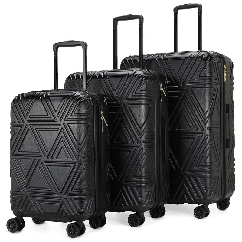 Badgley Mischka Contour Expandable Hardside Checked 3pc Luggage Set, 1 of 14