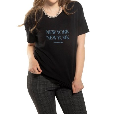 Women's "new york new york" Graphic Short Sleeve Knit Tee - ON THIS DAY
