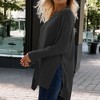 Amaryllis Women's Oversized Leopard Print Pullover Crew Neck Long Sleeve High-Low Hem Tunic Top - 2 of 4
