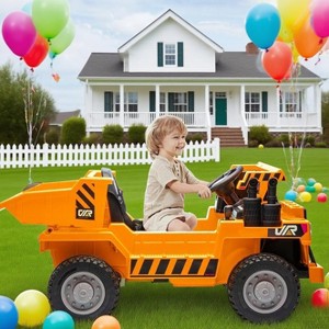 12V 4WD Ride On Dump Truck for Kids 4-8, Electric Ride On Car with Remote Control, Motorized Dump Bed & Shovel, Two Speeds, Bluetooth Music - 1 of 4
