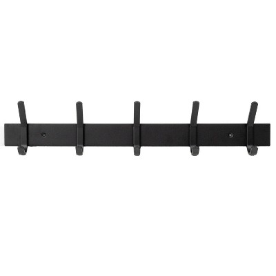 LunaLulinlk 20.5" 5 Hook Metal Hookboard Hooks and Hangers Black