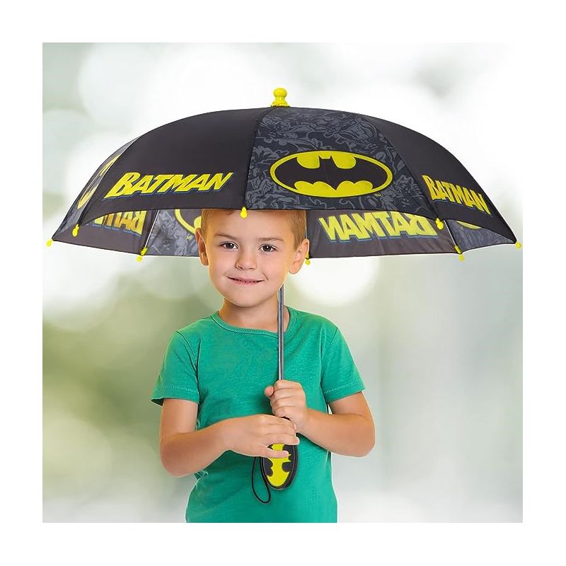 Batman Boy's Umbrella, Kids age 3-6- Black, 2 of 3