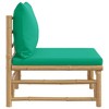 vidaXL Patio Middle Sofa - Bamboo Outdoor Furniture with Green Polyester Cushions, Modular Design, Supportive Backrest - 4 of 4