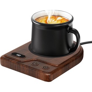 FAAYFIAN Coffee Mug Warmer with 3 Temp Settings & 6H Timer, Wood Grain Cup Warmer for Desk with Digital Display for Coffee, Tea & Candles - 1 of 4