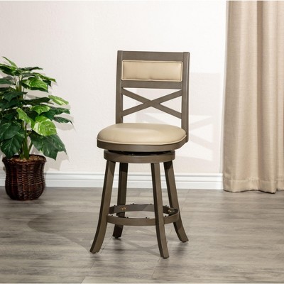 NicBex Dining Chairs Upholstered Chair Counter Height Chairs Black X-Back Swivel Chair Leather Seat for Kitchen