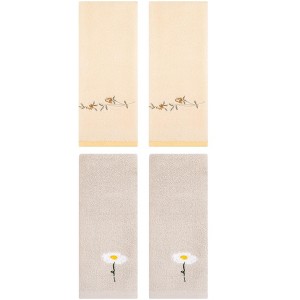 REGALWOVEN 4 Pcs Floral Pattern Cotton Bathroom Hand Towel - 1 of 4