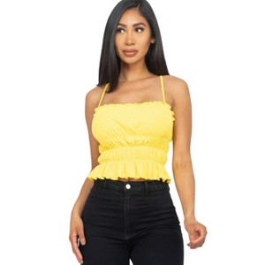 Slickblue Women's Ribbed Tiered Shirred Crop Top, Fitted Sleeveless Casual Tee, 5 Color Options, Size S-L - 1 of 4