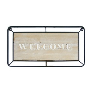 VIP Wood 20 in. Brown Welcome Sign with Wire Grid Frame - 1 of 4