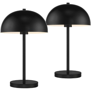 360 Lighting Rhys Modern Mid Century Luxury Accent Table Lamps 19 1/2" High Set of 2 Black Metal Dome Shaped Shade for Bedroom Living Room Bedside - 1 of 4