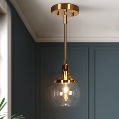 Polished Gold and Matte Black Mini Globe Pendant Light with Clear Glass Shade
