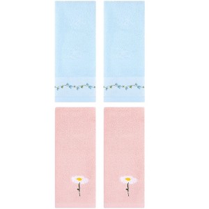 REGALWOVEN 4 Pcs Floral Soft Absorbent Decorative Hand Towel for Bathroom - 1 of 4