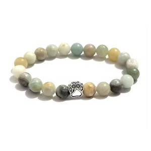 Hollywood Sensation Adjustable Beaded Bracelet with Paw Charm - Natural Stone Pet Lover Bracelet - 1 of 4