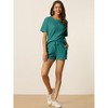 cheibear Women's Casual Pullover Short Sleeve Sleepshirt with Shorts Waffle Pajama Sets - 3 of 4
