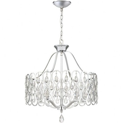 Lulu 22" Polished Chrome Crystal Beaded 5-Light Chandelier