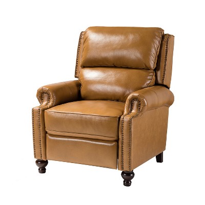 Elisabete Modern Wingback Genuine Leather Recliner with Vintage Nail Head Trim for Living Room and Bedroom  | ARTFUL LIVING DESIGN