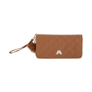 Unique Bargains Rhombus Check Wristband Plush Pom Zip Coin Purse Wallet 1 Pc - 1 of 4