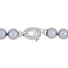 EVERLY JEWELRY | Sterling Silver 12-13 MM Vivid Grey Cultured Freshwater Pearl and Cubic Zirconia Necklace - 18 inch - 2 of 4