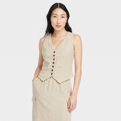 Women's Tailored Suit Vest - A New Day™ Tan XS