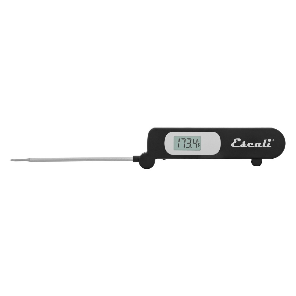 Escali Folding Digital Thermometer: Stainless Steel, Black, Kitchen & Refrigerator Use, -49 to 392°F, Battery Included