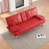 Aukfa 67" Convertible Folding Futon Sofa Bed Leather w/Cup Holders & Armrests - 3 of 4