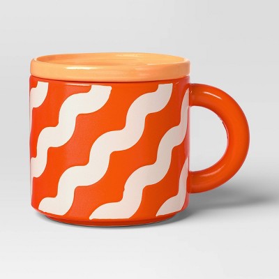 17 fl oz Squiggly Print Mug Pink/Orange - Room Essentials™