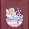 Women's - Instant Message - Kawaii Ramen Shiba Inu Lightweight French Terry Wide Neck Long Sleeve Graphic Shirt - 2 of 4