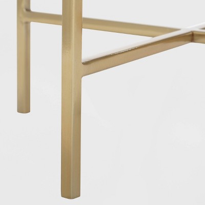 Elliott Round White Marble and Gold Metal Side Table