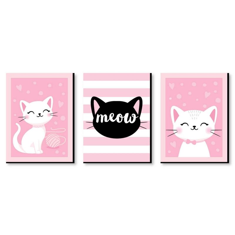 Big Dot of Happiness Purr-fect Kitty Cat - Kitten Meow Nursery Wall Art and Kids Room Decorations - Gift Ideas - 7.5 x 10 inches - Set of 3 Prints, 1 of 8