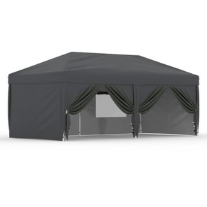 10x20 FT Pop Up Canopy Tent with 6 Sidewalls, Outdoor Heavy Duty Commercial Instant Shelter, One-Person EZ Set Up, Gray - 1 of 4