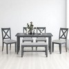 Modern 6-Piece Foldable Dining Set with Upholstered Chairs and Bench, Solid Wood Dining Table for Kitchen or Dining Room - 2 of 4