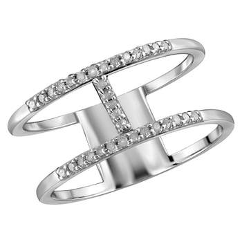 1/10 CT. T.W. Round-Cut White Diamond Prong Set H Ring in Sterling Silver